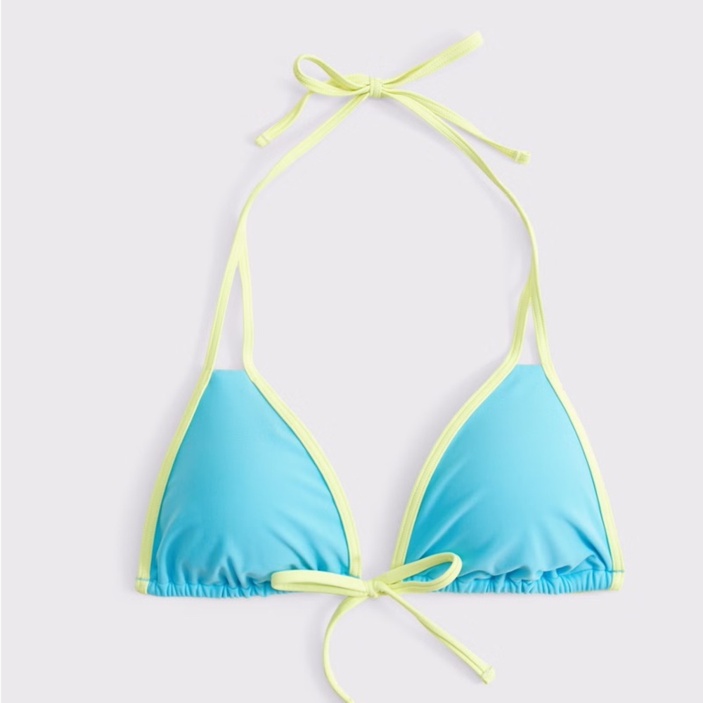 Abercrombie & Fitch Aqua Blue Bikini Top with Yellow Trim | Size Small